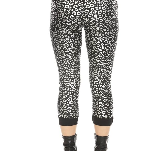 Black Silver Leopard Pant with Pockets - Picture 7 of 9